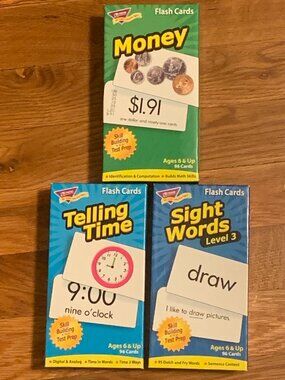 Trend Ages 6 & up Sight Words, Telling Time, & Money Flashcards